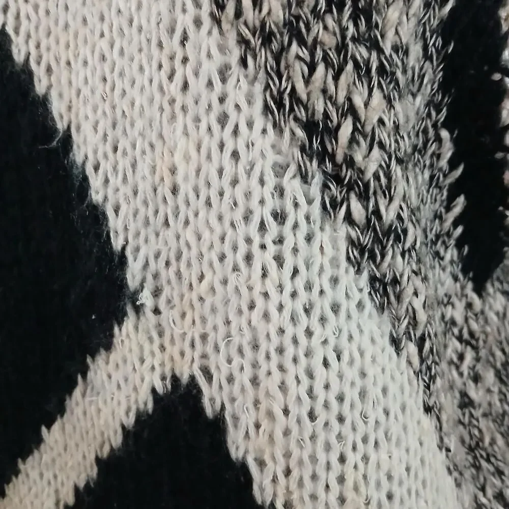 VTG 80s Donagain Geometric Black White Chunky Knit Cap Sleeve Sweater Vest Top M